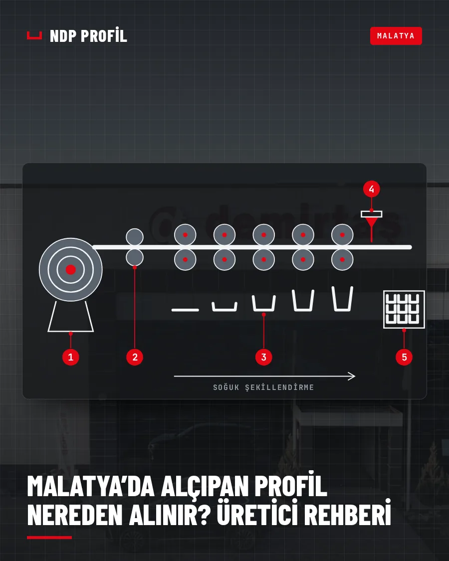 Malatya alçıpan profil üretiminde kullanılan rulo form hattının şeması